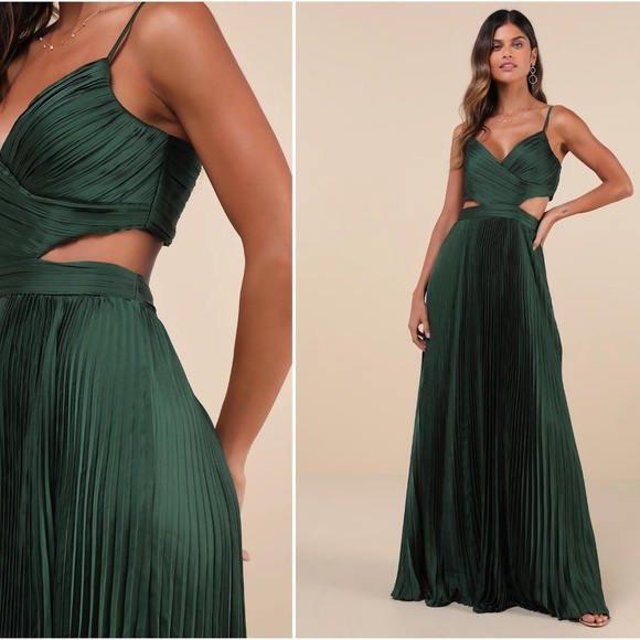 LULUS Sexy FLowy Prom Wedding Bridesmaid Glamorous ELegant Cutout Maxi Dress - Picture 1 of 5